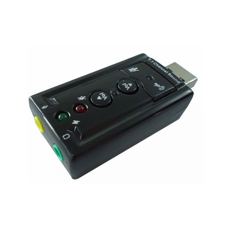 Hi-Speed USB 2.0 7.1-Channel Virtual USB 3D Stereo Audio Adapter External Sound Card with 3.5 mm Audio and Microphone Ports, Internal Amplifier and Volume Controls