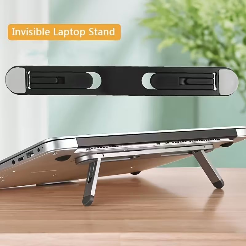 Adjustable Laptop Stand, 1 Pcs Portable ABS Material, Foldable Notebook Cooler, Elevated Tablet Riser, Rectangular Cooling Mount for Office Use