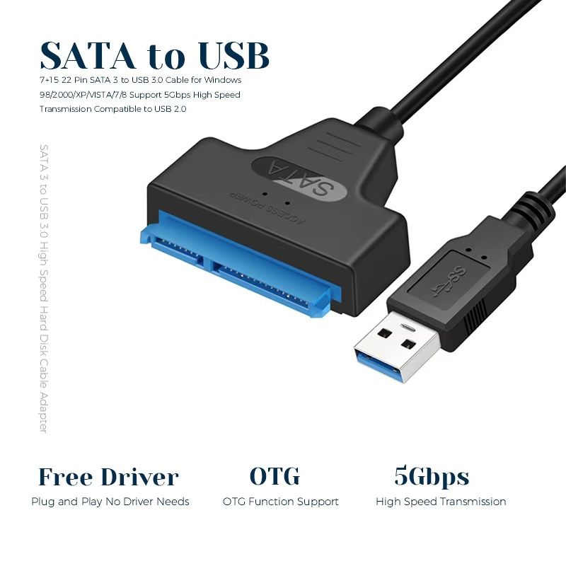 USB 3.0 to SATA III SSD HDD 2.5" Hard Drive Adapter Cable, Supports UASP