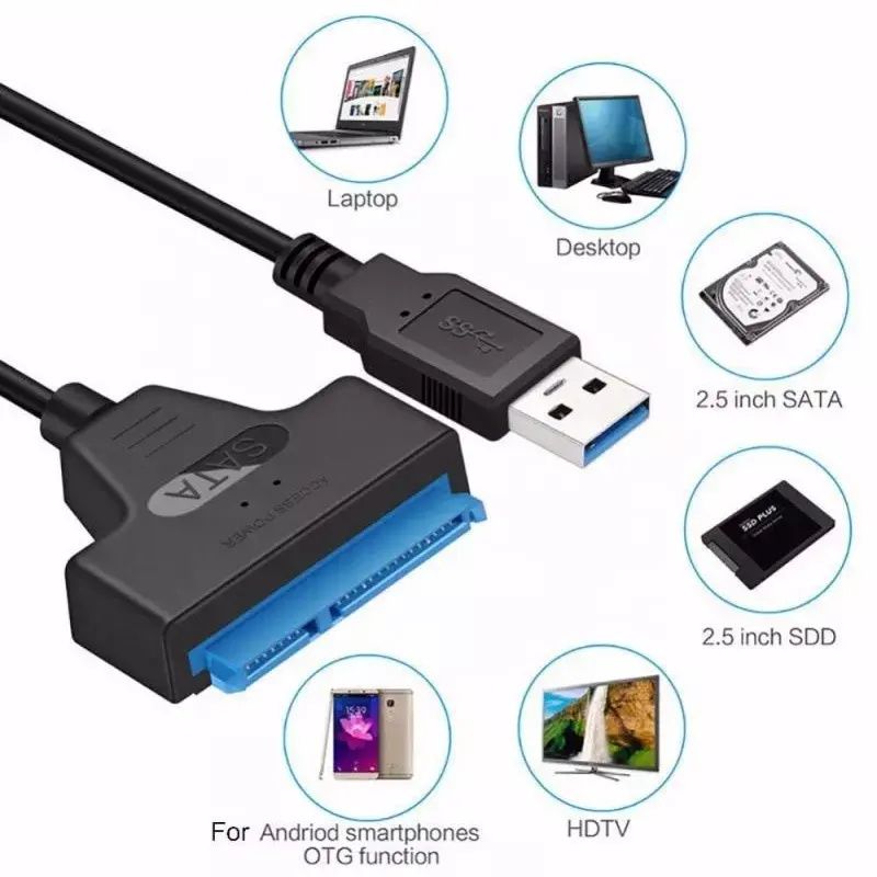USB 3.0 to SATA III SSD HDD 2.5" Hard Drive Adapter Cable, Supports UASP