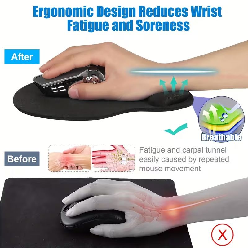 【Final Clearance】Non-Slip Mouse Pad with Wrist Support, Business Style Mouse Mat, Perfect for Students, Workers, Laptop, Home, Office & Travel, Ergonomic Design, High Grade Gaming Mouse Mat