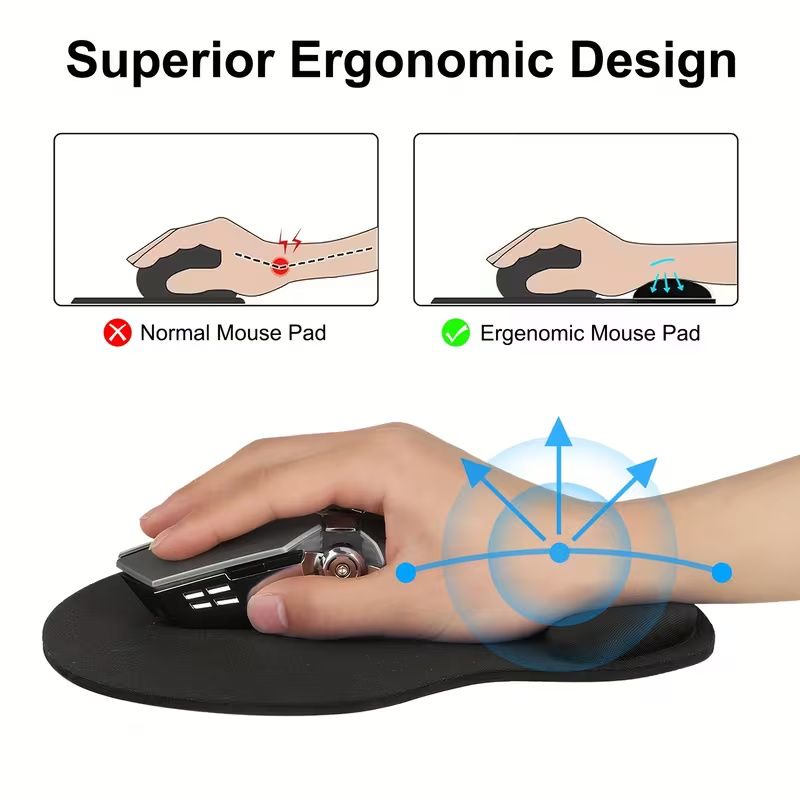 【Final Clearance】Non-Slip Mouse Pad with Wrist Support, Business Style Mouse Mat, Perfect for Students, Workers, Laptop, Home, Office & Travel, Ergonomic Design, High Grade Gaming Mouse Mat