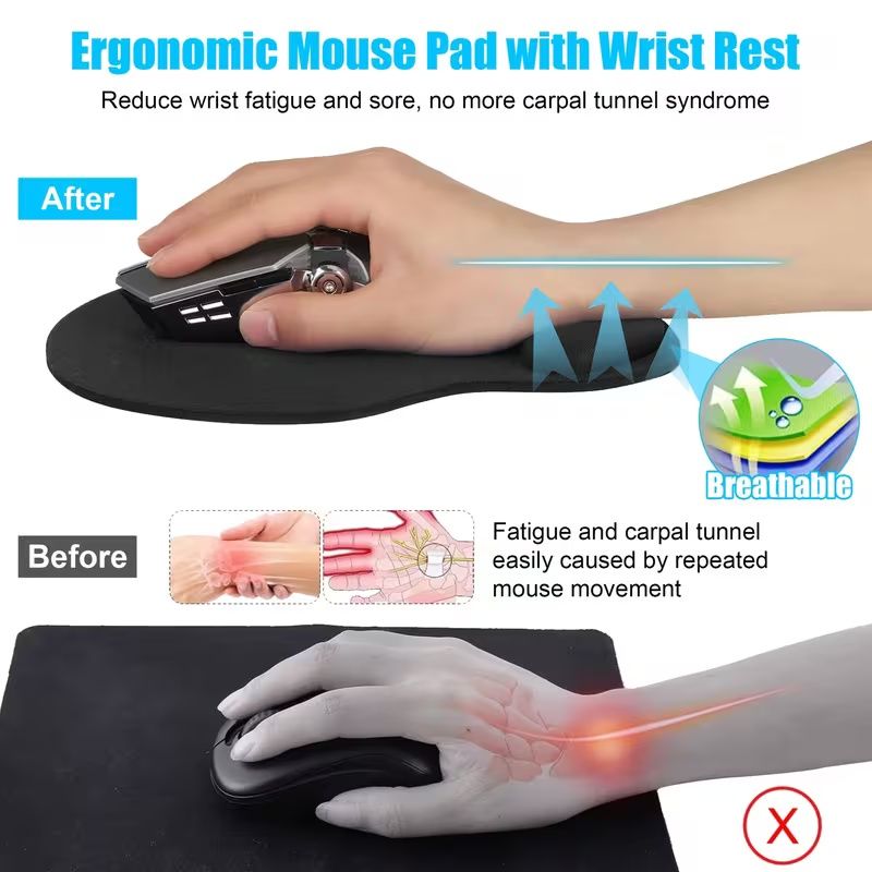 【Final Clearance】Non-Slip Mouse Pad with Wrist Support, Business Style Mouse Mat, Perfect for Students, Workers, Laptop, Home, Office & Travel, Ergonomic Design, High Grade Gaming Mouse Mat