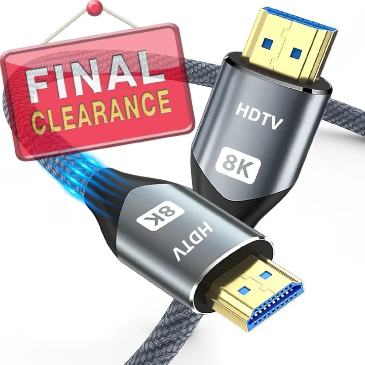 【Clearance Sale】8K HDMI Cable , 48Gbps High Speed HDMI 2.1 Cable, 8K 60Hz, 4K 120Hz 144Hz Braided HDMI Cord,Length 1M/2M