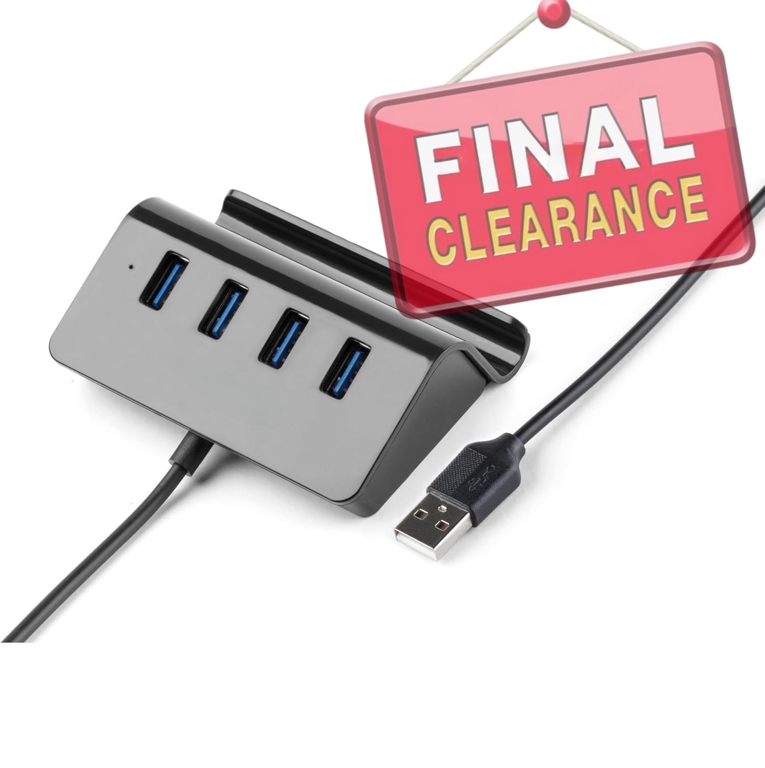 【Clearance Sale】4 Port USB Data Hub and Phone Holder, Connect Multiple Devices at Once, Portable USB Adapter Compatible With Most Laptops & Computers, Type-C Connector