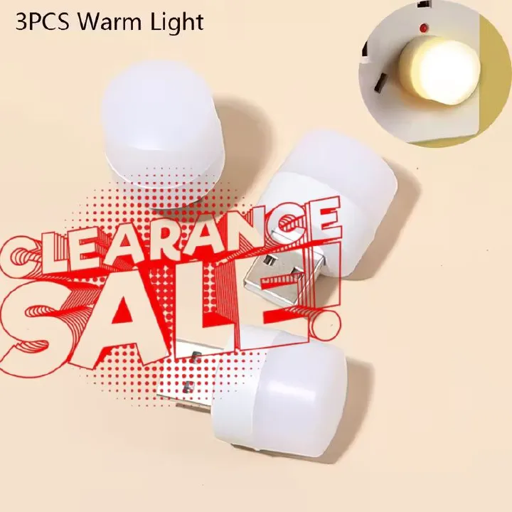 【Clearance Sale】(3-Pack) Mini USB LED Night Light, Compact Portable Design, Bedroom Sleep LED, Energy-Saving Lamp, Table Lamp, Eye-Protection Bedside Home use (Warm)