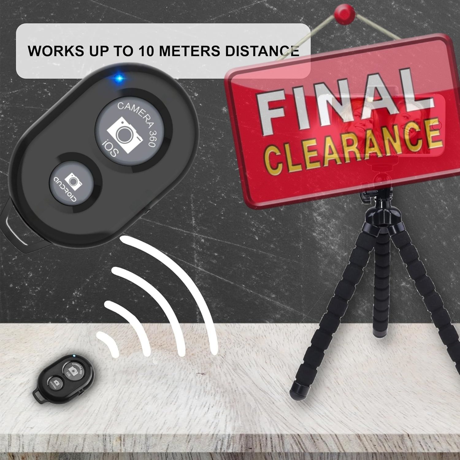 【Clearance Sale】Wireless Camera Remote Control - Wireless Remote for iPhone & Android Phones iPad iPod Tablet, Clicker for Photos & Videos