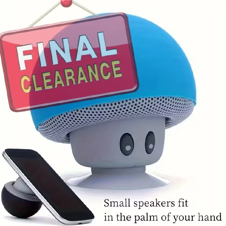 【Clearance Sale】1pc Cute Little Mushroom Head Portable Wireless Speaker, Can Be Used As A Mobile Phone Stand, Small And Delicate And Fall-Proof, Suction Cup Suction, Mini Cartoon Mushroom Head Speaker