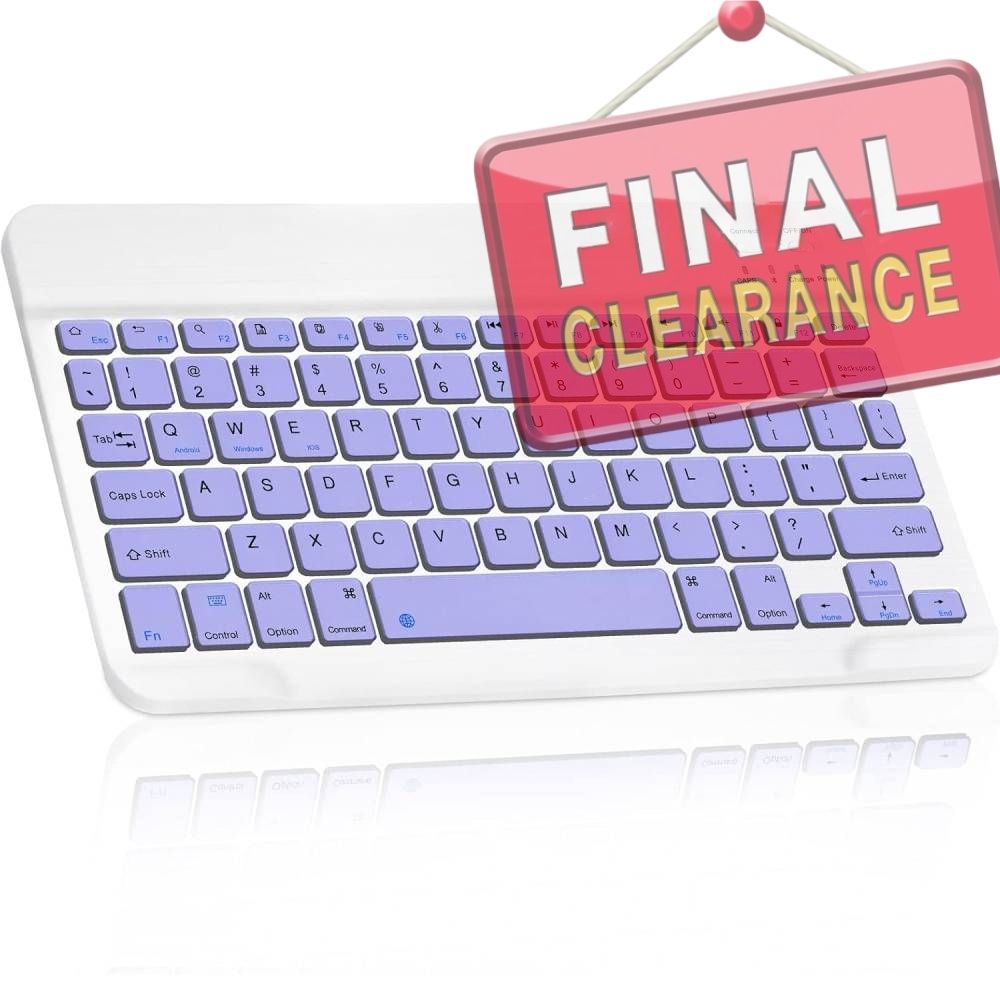 【Clearance Sale】Bluetooth Keyboard, Ultra-Slim Wireless Portable Quiet Keyboard Rechargeable Universal Compatible with iPad Mac iOS Android and Windows