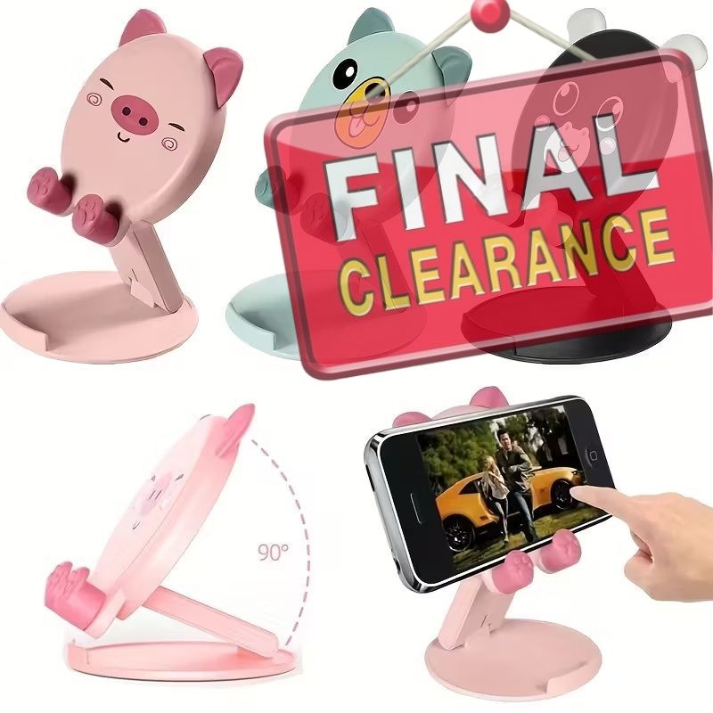 【Clearance Sale】Adorable Pig&Panda Phone Desktop Stand,Cute Cartoon Phone & Tablet Stand - Adjustable, Universally Compatible, Multifunctional Desktop Holder for Seamless Browsing