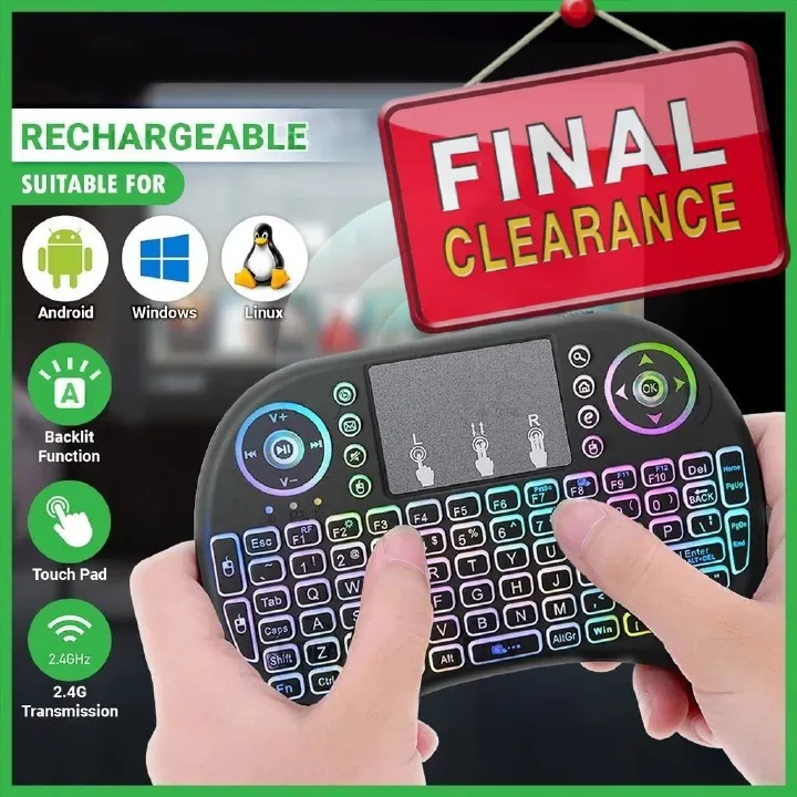 【Clearance Sale】2.4G Mini Wireless Keyboard with Touchpad Mouse, Upgraded Multi BRG Backlight Memory, Portable Wireless Keyboard with USB Receiver Remote Control for Android Smart TV Box Pad Windows