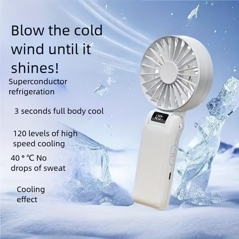 120-Speed Adjustable USB Rechargeable Folding Fan - Portable Handheld Cooling Fan with 3-Speed Settings, Compact Design for Travel, Home, Office, and Gifts, Portable Fan, Office Cooling, Sleek Modern