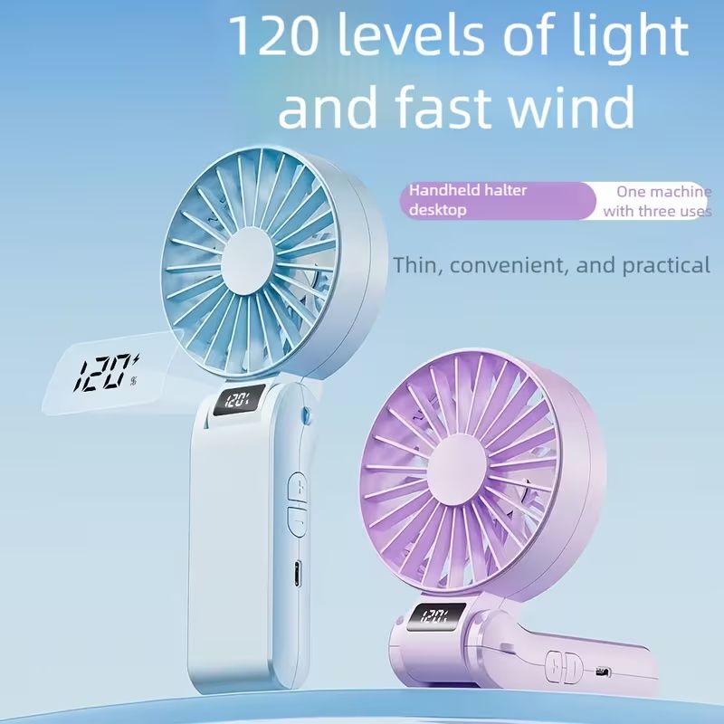 120-Speed Adjustable USB Rechargeable Folding Fan - Portable Handheld Cooling Fan with 3-Speed Settings, Compact Design for Travel, Home, Office, and Gifts, Portable Fan, Office Cooling, Sleek Modern