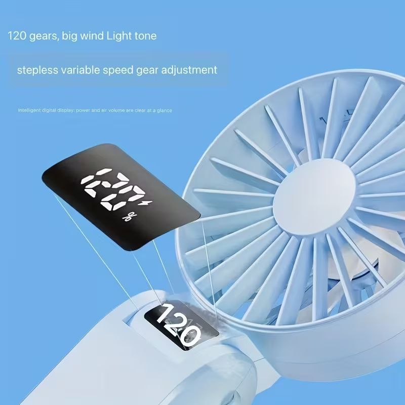 120-Speed Adjustable USB Rechargeable Folding Fan - Portable Handheld Cooling Fan with 3-Speed Settings, Compact Design for Travel, Home, Office, and Gifts, Portable Fan, Office Cooling, Sleek Modern