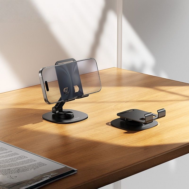 【Final Clearance】Adjustable Cell Phone Stand,360 Rotating Foldable Desktop Cellphone Stand with Anti-Slip Base Portable Phone Holder for iPhone 16 15 14 13 Pro Max, All Smart Phones, iPad