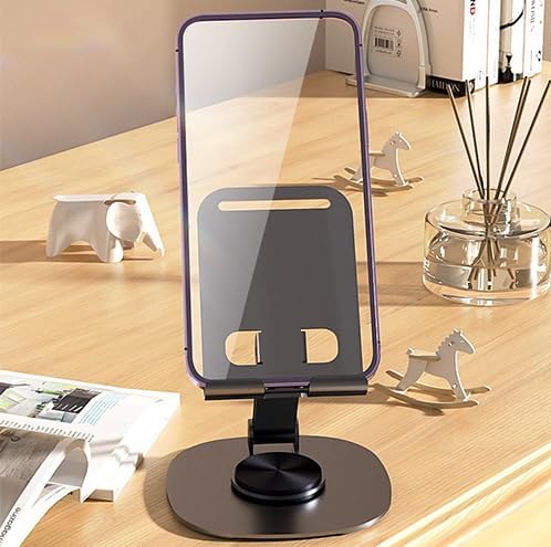 【Final Clearance】Adjustable Cell Phone Stand,360 Rotating Foldable Desktop Cellphone Stand with Anti-Slip Base Portable Phone Holder for iPhone 16 15 14 13 Pro Max, All Smart Phones, iPad