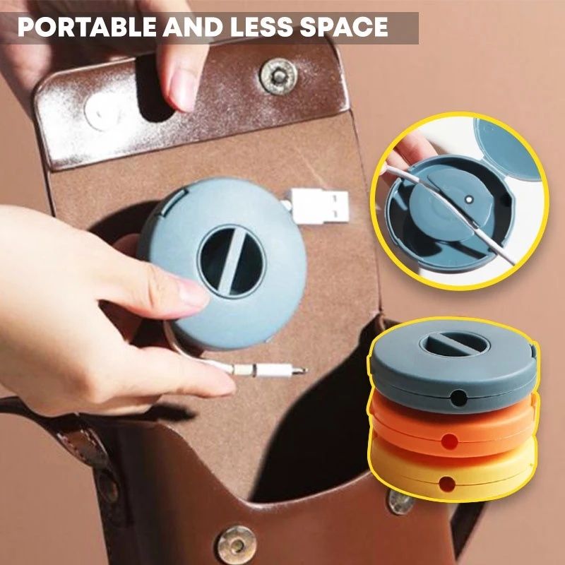 【Final Clearance】Retractable Charging Cord Organizer, Portable Cable Winder, Flexible Cable Management for Travel Home Office Classroom, Round Cable Holder for Wrapping Earbuds USB Phone Earphone