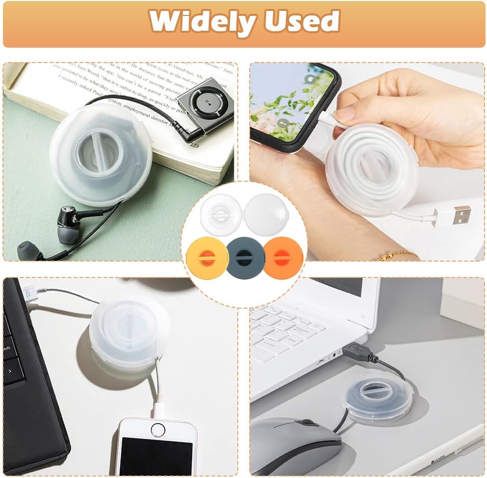 【Final Clearance】Retractable Charging Cord Organizer, Portable Cable Winder, Flexible Cable Management for Travel Home Office Classroom, Round Cable Holder for Wrapping Earbuds USB Phone Earphone