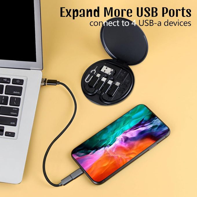 USB to USB-C Adapter Cable Kit With Multiple OTG Adapters for Type C/A/Micro/Lightning, SIM Extractor, SIM Slot, Phone Holder