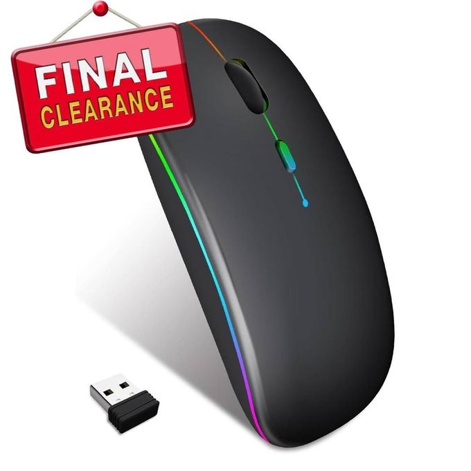 LED Wireless Slim Silent Dual-Mode 2.4G+BT Rechargeable Multi-Color Mouse with USB Receiver
