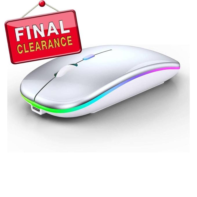 LED Wireless Slim Silent Dual-Mode 2.4G+BT Rechargeable Multi-Color Mouse with USB Receiver