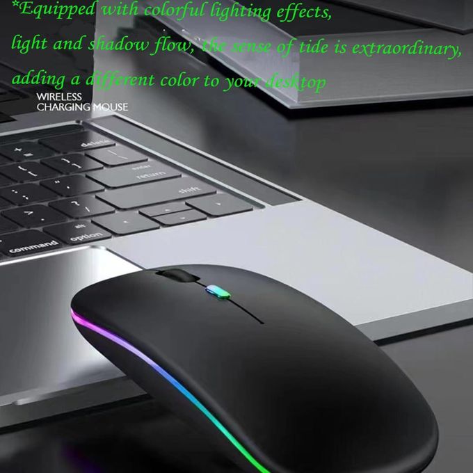 LED Wireless Slim Silent Dual-Mode 2.4G+BT Rechargeable Multi-Color Mouse with USB Receiver
