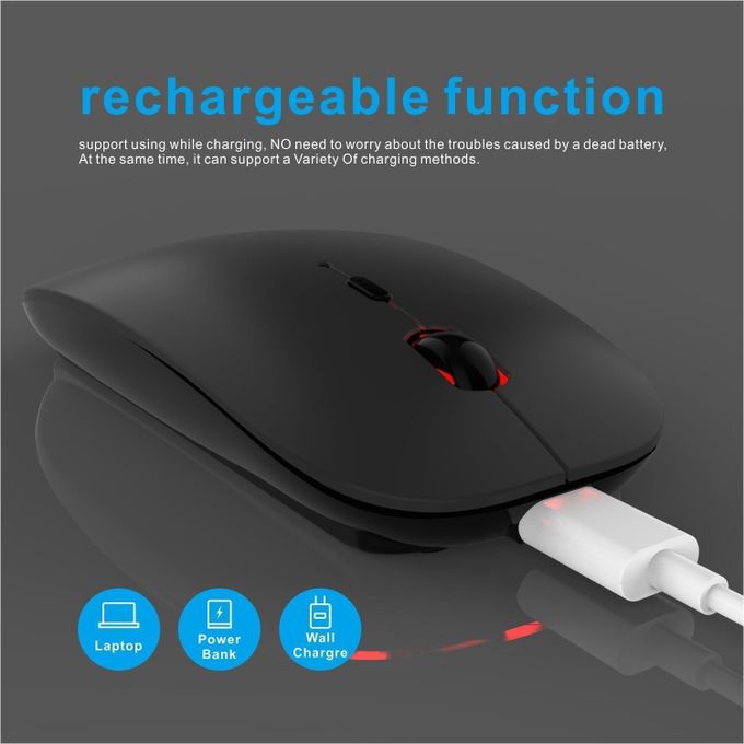 LED Wireless Slim Silent Dual-Mode 2.4G+BT Rechargeable Multi-Color Mouse with USB Receiver