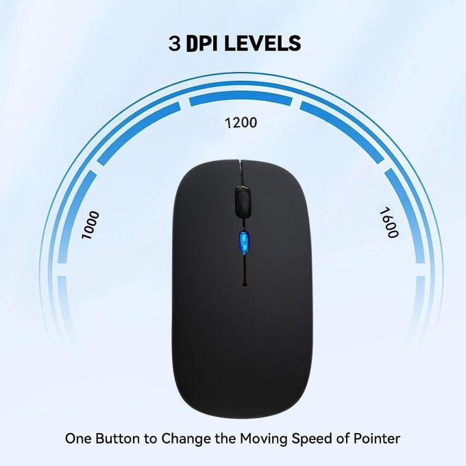 LED Wireless Slim Silent Dual-Mode 2.4G+BT Rechargeable Multi-Color Mouse with USB Receiver