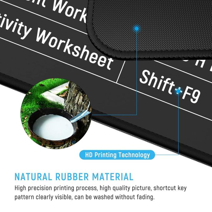 【Final Clearance】Large Gaming Mouse Pad Desk Mat Office Software Excel Shortcuts Mousepad with Personalized Design Extended Size 80 X 30cm