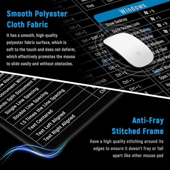 【Final Clearance】Large Gaming Mouse Pad Desk Mat Office Software Excel Shortcuts Mousepad with Personalized Design Extended Size 80 X 30cm