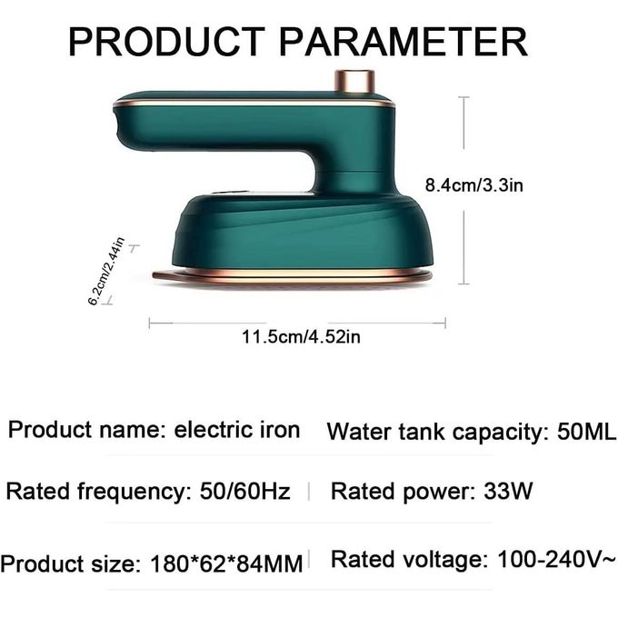 Clothes iron mini steam Portable Hanging Ironing Machine Folded Mini Steam Garment Steamer for Home Travel Business (Green)