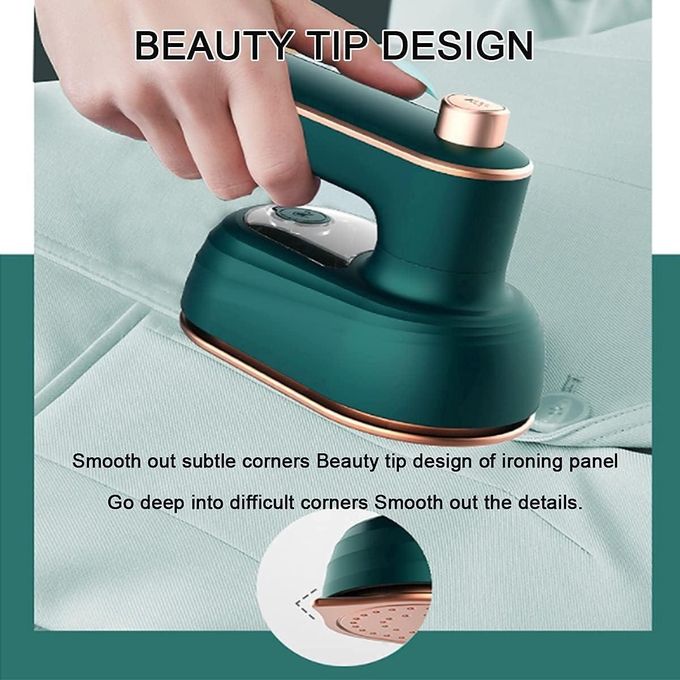 Clothes iron mini steam Portable Hanging Ironing Machine Folded Mini Steam Garment Steamer for Home Travel Business (Green)