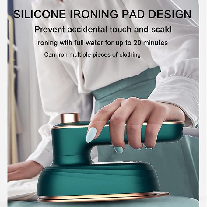 Clothes iron mini steam Portable Hanging Ironing Machine Folded Mini Steam Garment Steamer for Home Travel Business (Green)