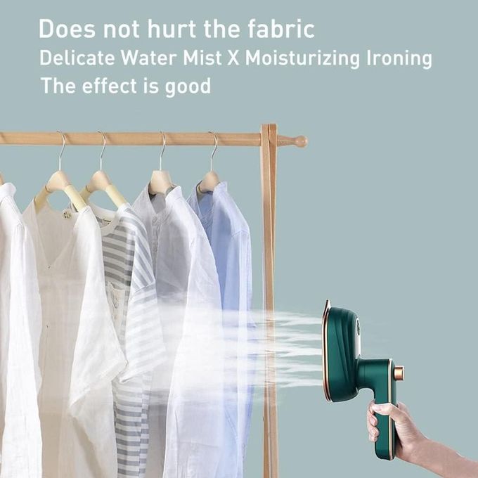 Clothes iron mini steam Portable Hanging Ironing Machine Folded Mini Steam Garment Steamer for Home Travel Business (Green)