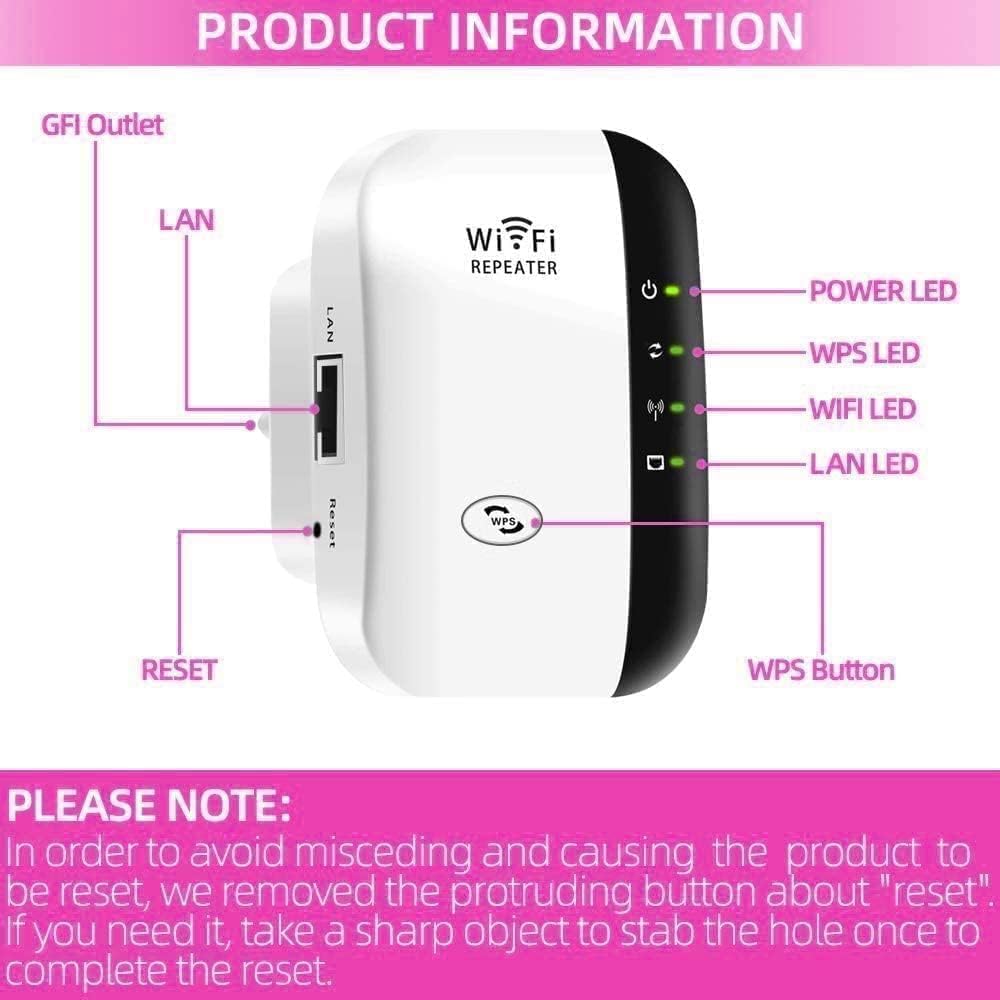 WiFi Booster, WiFi Extender, WiFi Repeater, Covers Up to 3650 Sq.ft and 45 Devices, Internet Booster - with Ethernet Port, Quick Setup, Home Wireless Signal Booster