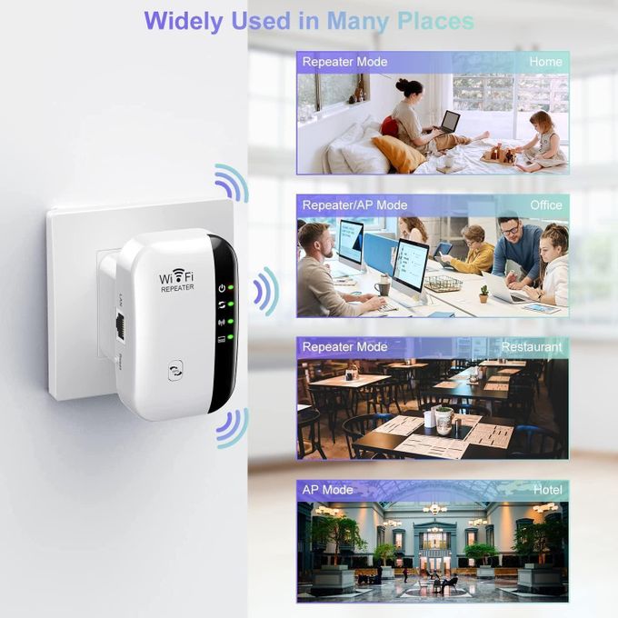 WiFi Booster, WiFi Extender, WiFi Repeater, Covers Up to 3650 Sq.ft and 45 Devices, Internet Booster - with Ethernet Port, Quick Setup, Home Wireless Signal Booster