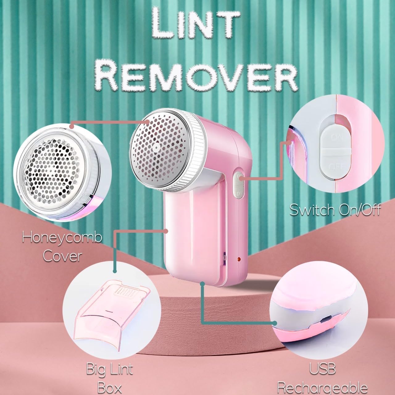 Bobble Remover Rechargeable Handheld Electric Lint Remover, Multifunctional Bobble Remover for Clothes, Fabric Shaver, Portable De Bobbler, Defuzzer and Fluff Remover, Large