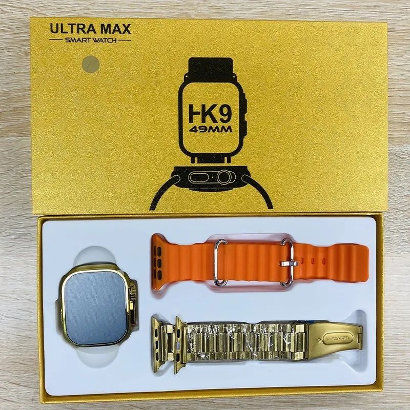 Ultra HK9 Smart Watch Golden Smartwatch Bluetooth Waterproof Sports Smartwatch with Real Screw Buckle Metal Dual Band Business Luxury Watches