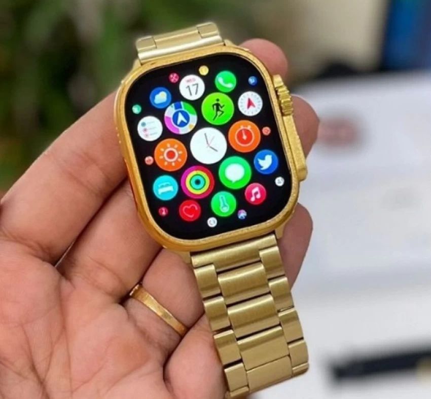 Ultra HK9 Smart Watch Golden Smartwatch Bluetooth Waterproof Sports Smartwatch with Real Screw Buckle Metal Dual Band Business Luxury Watches