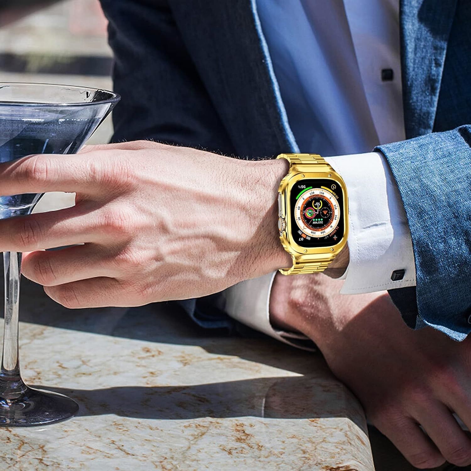 Ultra HK9 Smart Watch Golden Smartwatch Bluetooth Waterproof Sports Smartwatch with Real Screw Buckle Metal Dual Band Business Luxury Watches