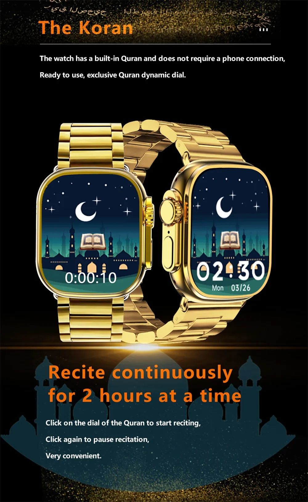 Ultra HK9 Smart Watch Golden Smartwatch Bluetooth Waterproof Sports Smartwatch with Real Screw Buckle Metal Dual Band Business Luxury Watches