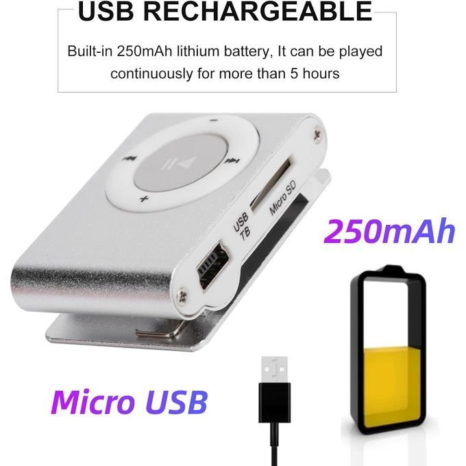 MP3 Music Player Without LCD Display With Earphone, USB Cable And Readable Up To 16GB Memory Card, Metal Body With TF/SD Memory Card Slot -Assorted Colours And Designs
