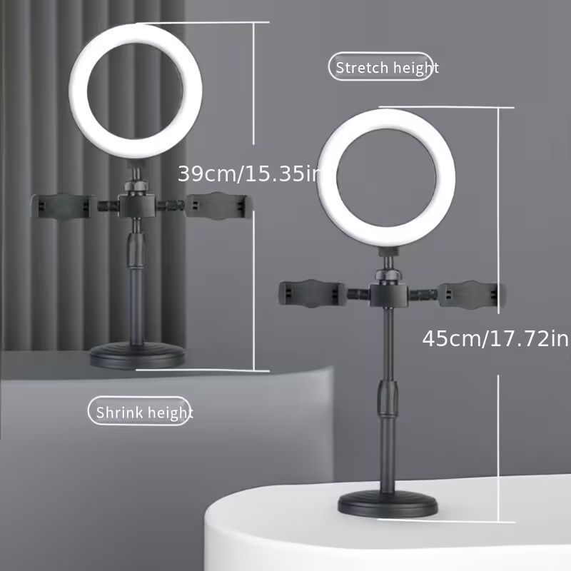 16CM Selfie Ring Light with Stand Phone Holder for Live Streaming, YouTube Video/Photography,Multifunction LED Ring Light with 3 Light Modes
