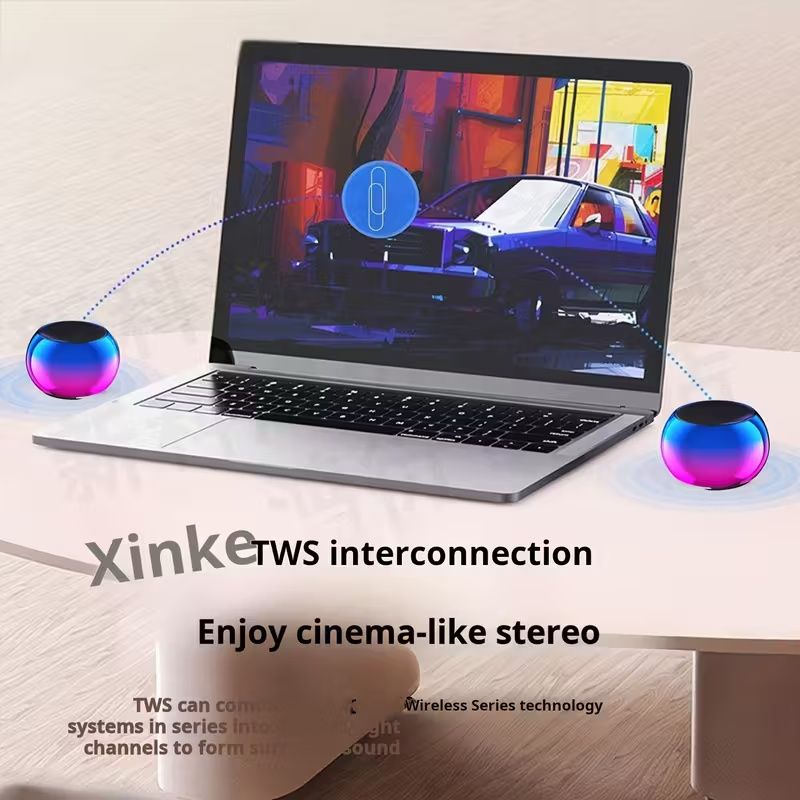 Portable Mini Wireless Speaker with, - Operation & Low-Voltage Design - Compact Wireless Sound System for, Travel, Parties, PC/Laptop/TV - Compatible with Smartphones, Tablets, Smart Speakers