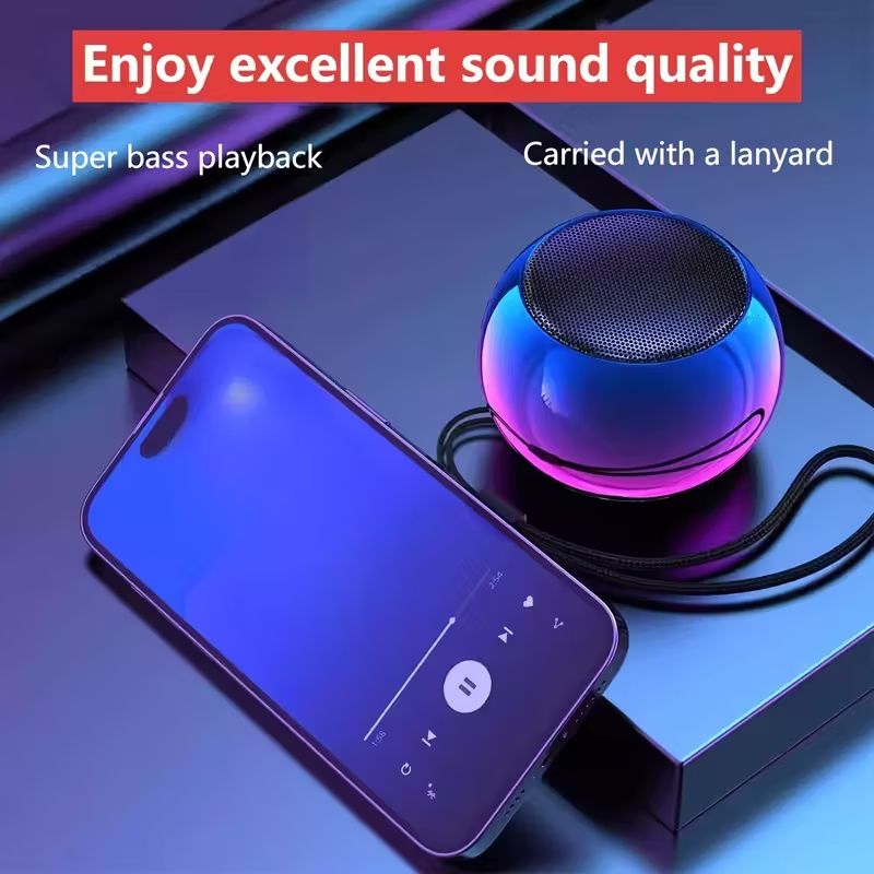 Portable Mini Wireless Speaker with, - Operation & Low-Voltage Design - Compact Wireless Sound System for, Travel, Parties, PC/Laptop/TV - Compatible with Smartphones, Tablets, Smart Speakers
