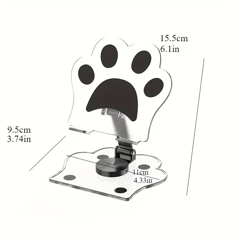 【Final Clearance】Adjustable Cat Claw Acrylic Phone Holder Stand - Foldable Retractable Multi-Functional Tablet & Phone Stand with Paw Print Design, Portable for Live Streaming, Video Calls