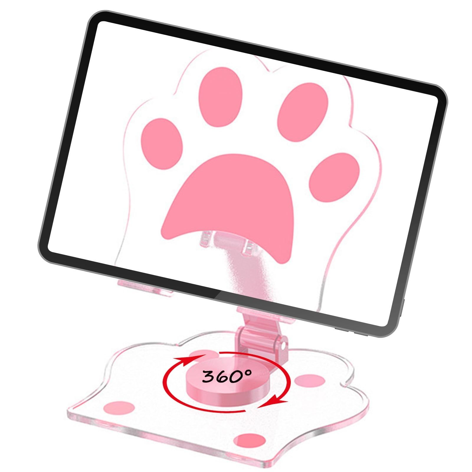 【Final Clearance】Adjustable Cat Claw Acrylic Phone Holder Stand - Foldable Retractable Multi-Functional Tablet & Phone Stand with Paw Print Design, Portable for Live Streaming, Video Calls