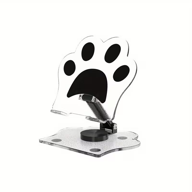 【Final Clearance】Adjustable Cat Claw Acrylic Phone Holder Stand - Foldable Retractable Multi-Functional Tablet & Phone Stand with Paw Print Design, Portable for Live Streaming, Video Calls