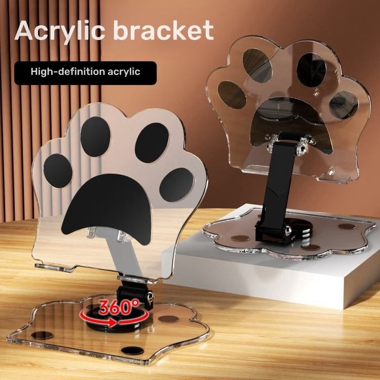 【Final Clearance】Adjustable Cat Claw Acrylic Phone Holder Stand - Foldable Retractable Multi-Functional Tablet & Phone Stand with Paw Print Design, Portable for Live Streaming, Video Calls