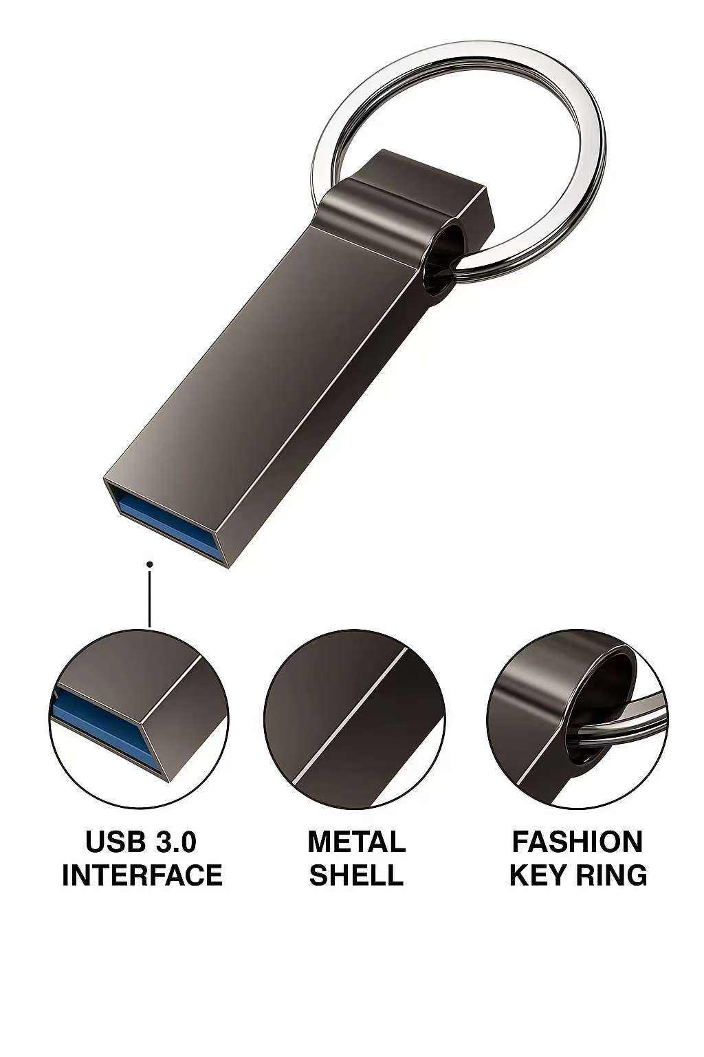 【Final Clearance】USB Flash Drives 32/64GB Flash USB Drive Metal USB Stick with Key Ring Memory Stick Thumb Drives U S B Storage Flash Drive 2.0 for Pc Laptop Computer Speaker forfor Women Men